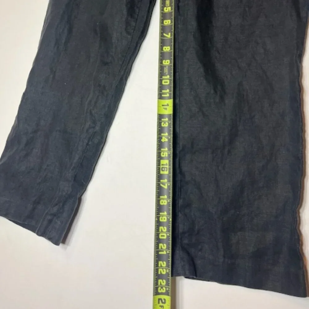 Banana Republic Women's 100% Linen Black Cropped High Rise‎ Casual Pants Sz 10